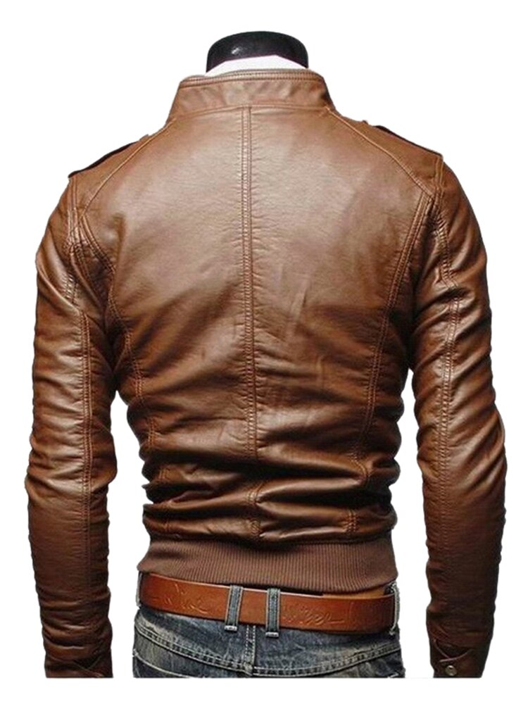 Heren motorjack herfst winter mannen faux PU lederen jassen casual borduurwerk biker jas rits fleece jas
