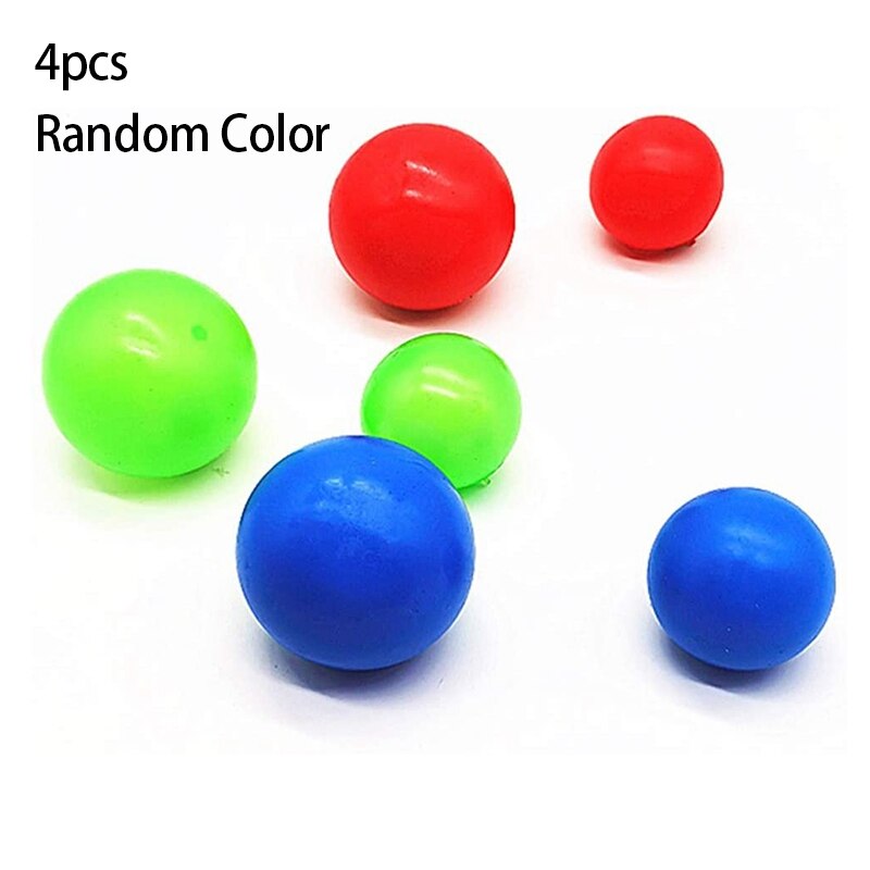 4Pcs Sticky Wall Balls Decompression Toys Glowing Balls Luminous Stress Relief Balls Sticky Ball Game Glued to Wall