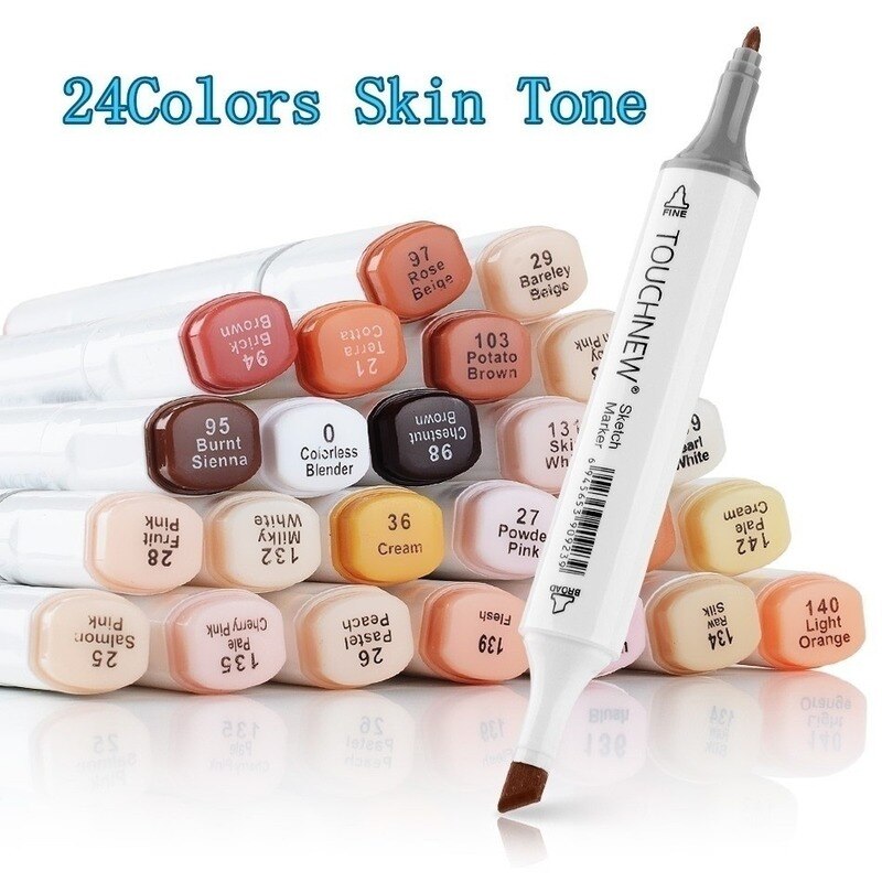 TOUCHNEW 12/24 kolory szary/skóra zestaw Sztuka markery artysta znacznik Blendable alkohol pisak robić szkicowania dla portretu ilustracja rysunek