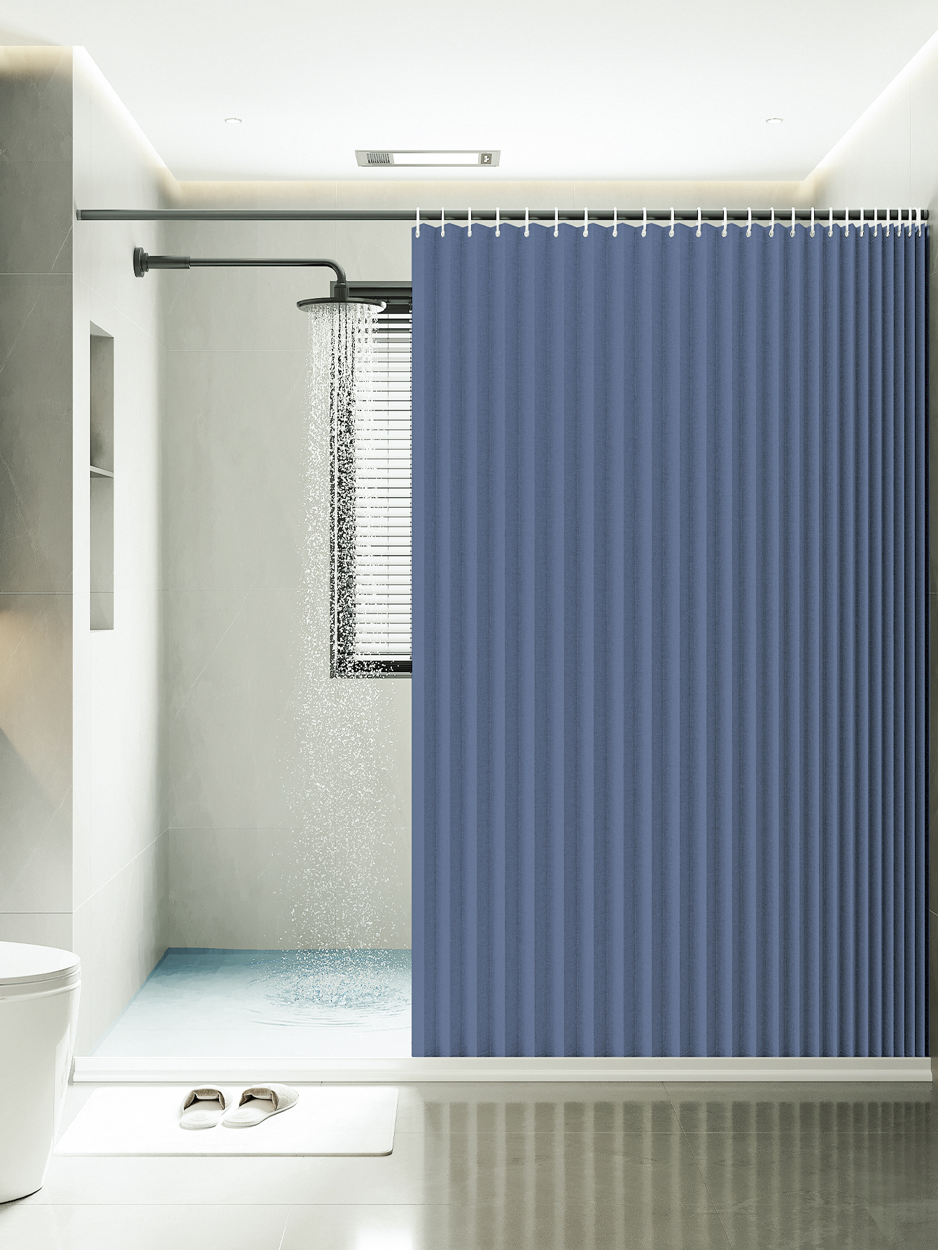 1PC folding curtain series shower curtains are suitable for bathrooms and bathrooms: 180*180cm / DEEP BLUE