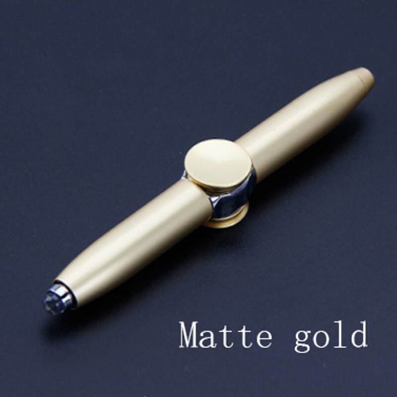 Gold Metal Fidget Spinner Pen Multi-Function Gyroscope Decompression Ball Point Pen LED Light Pens For school&Office Supplies: Matte gold