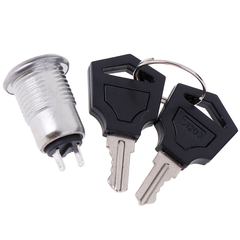 10.5mm 220V / 380V Zinc Alloy Electronic Key Switch ON OFF Lock Switch Phone Lock Security Power Switch S1203 2PIN 2 Keys !