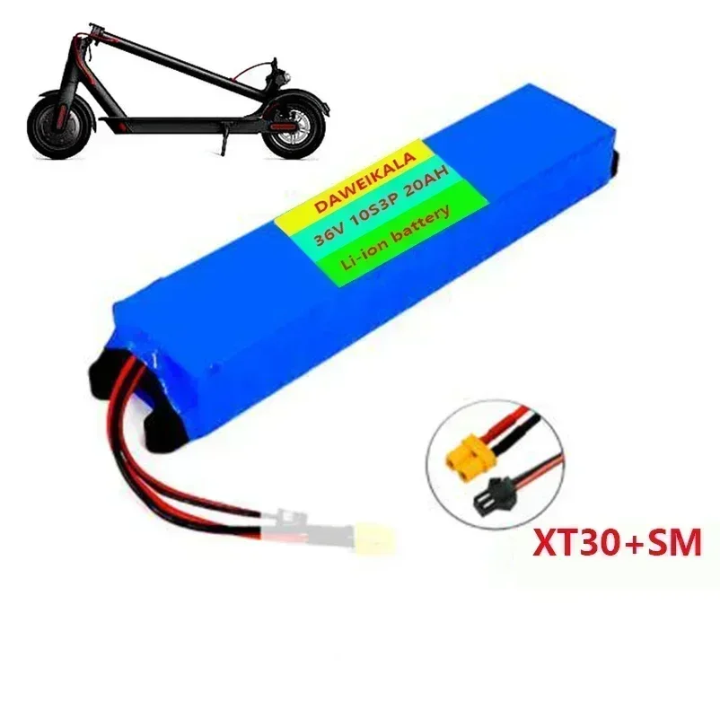 36V 20Ah 18650 batería de litio 10S3P 20000mah 800W mismo puerto 42V M365 potencia con BMS: Negro