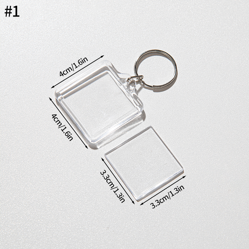 Blank Photo Frame Keychain Transparent Photo Picture Frame Children's Photography Keychain DIY Key Holder Bag Hanging Pendant: WHITE