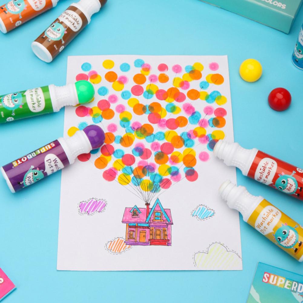Kids Stationery Dot Markers Washable Dot Paints Markers Leak-Free DIY Craft Draw Pen Toddler Arts Crafts Dot Paints Set