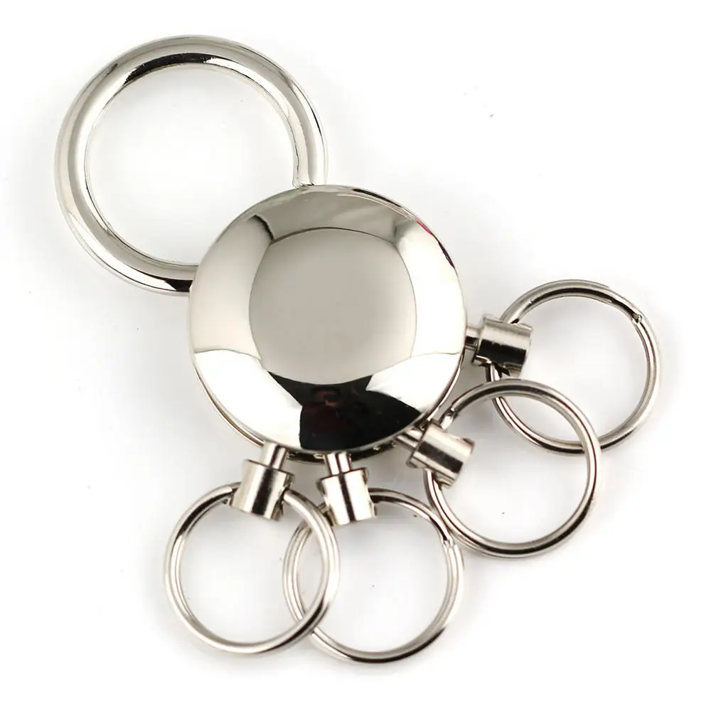 Waist Hanging Round Metal Keychain Keyring Key Holder Detachable Ring Outdoor Carabiner Buckle Men Women Zinc Alloy: WHITE