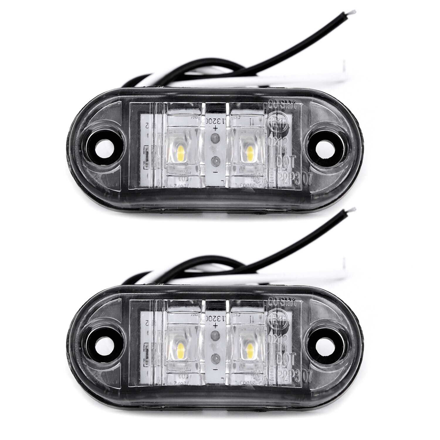 LED Clearance Trailer Caravan 12V 2pcs White Side Marker Lights Set Waterproof 0.5W Plastic super Lamp Durable
