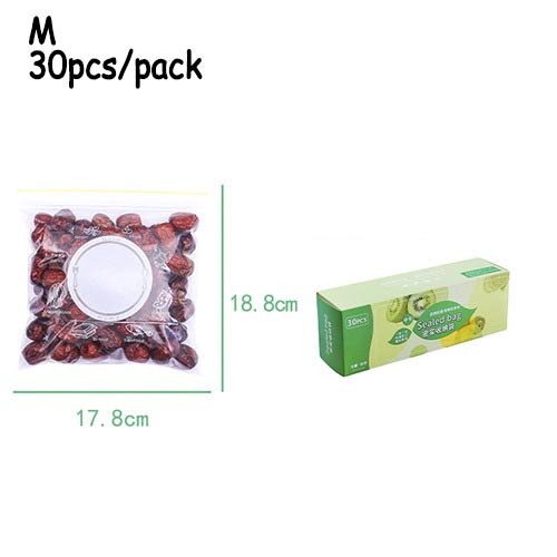 1 Doos Wrap Plastic Verpakking Zakken Voedsel Opbergtas Herbruikbare Vriezer Sandwich Afdichting Zak Keuken Koelkast Voedsel Behoud: 01 M 30pcs