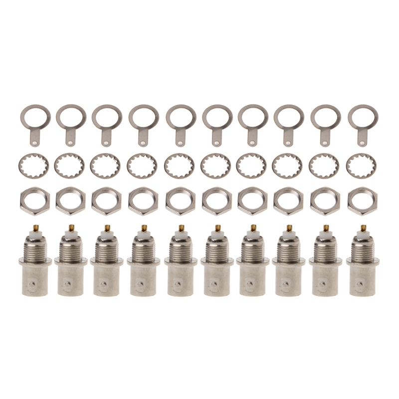 10Pcs/Set BNC Female Nut Bulkhead Solder Connector Adapter For Video Surveillance Support