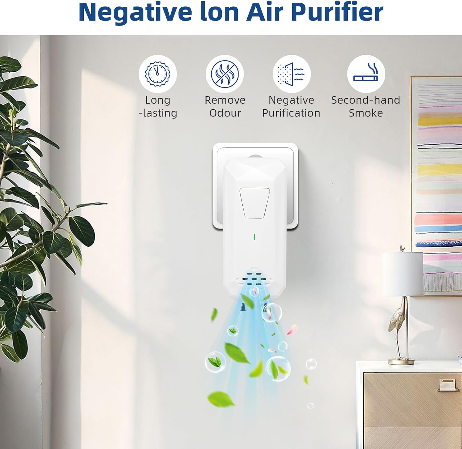 Luftionisatoren für Zuhause, Negativ-Ionen-Generator, leiser Lufterfrischer für Schlafzimmer, Büro, Küche, Plug-in-Mini-Luftreiniger