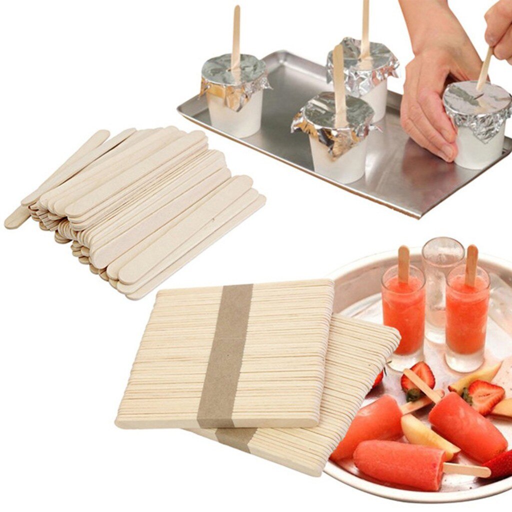 Palos artesanales esenciales para hacer helados, bastón de madera Natural, 100 Uds.
