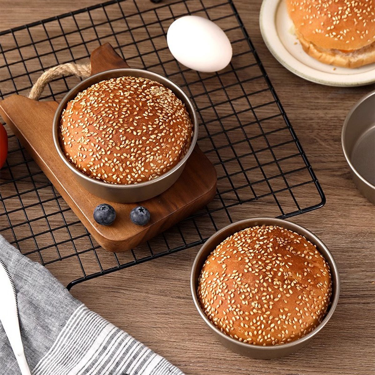 4 Inch Hamburger Mal Mini Hotdog Broodje Hamburger Embryo Cake Mal Bakkaas Kaas Rond Bakplaat