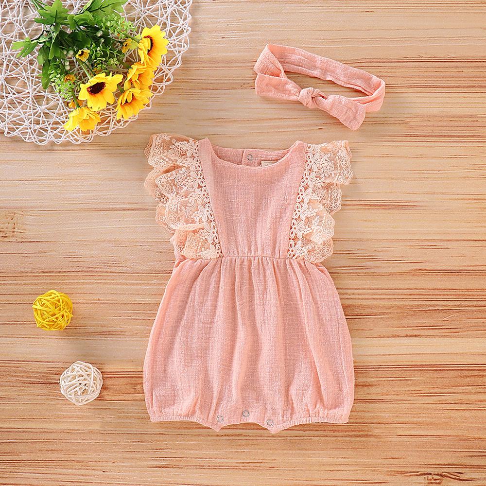 Autumn Winter Toddler Newborn Kids long sleeve lace Romper Infant Baby Girls Romper Jumpsuit Clothing Outfits Hair Band Outfit
