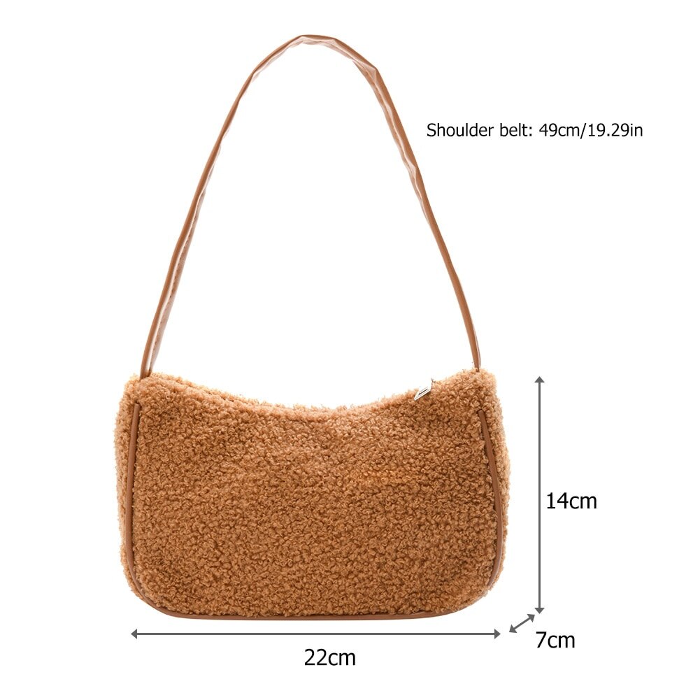 Neue Herbst Winter Weibliche Platz Tote Pelz tasche Wolle frauen Handtasche Damen Unterarm Schulter Taschen