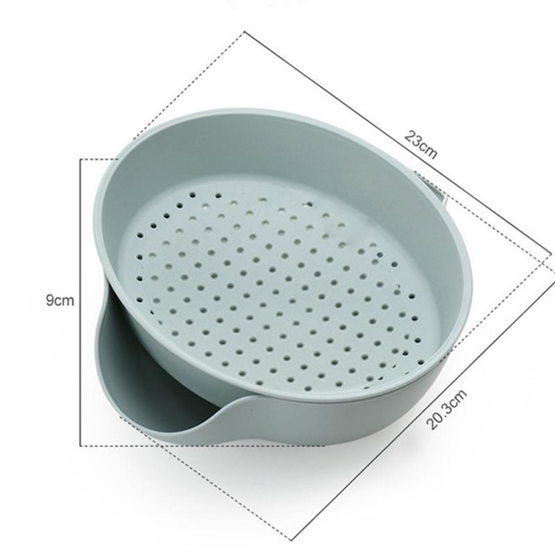 Double-layer Fruit Tray Plastic Drain Basket Multifunctional Dried Fruit Dish Storage Garbage Rack Snacks Round Style