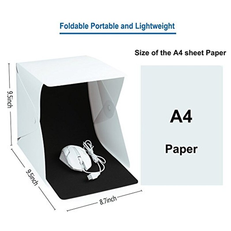 Draagbare Fotostudio, URiver Mini Klaptafel Top LED Licht Doos en Fotografie Verlichting Tent met 4 Backdrops Kit