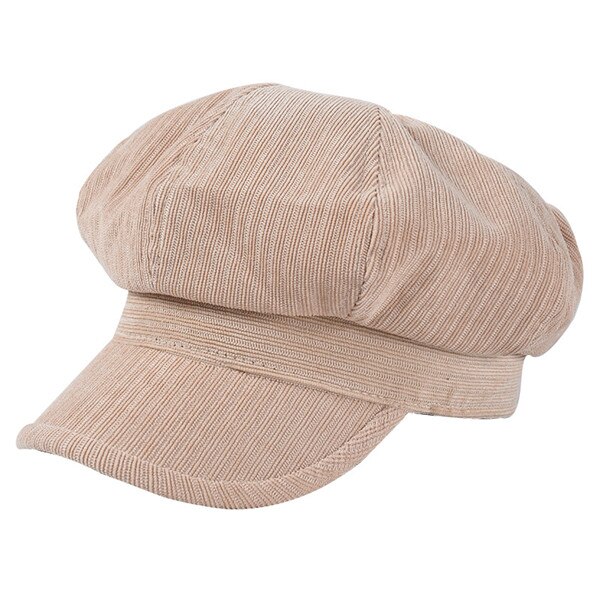 USPOP gorros de invierno gorras de pana gruesa jacquard octogonal sombreros color sólido visera vintage gorras: Beige