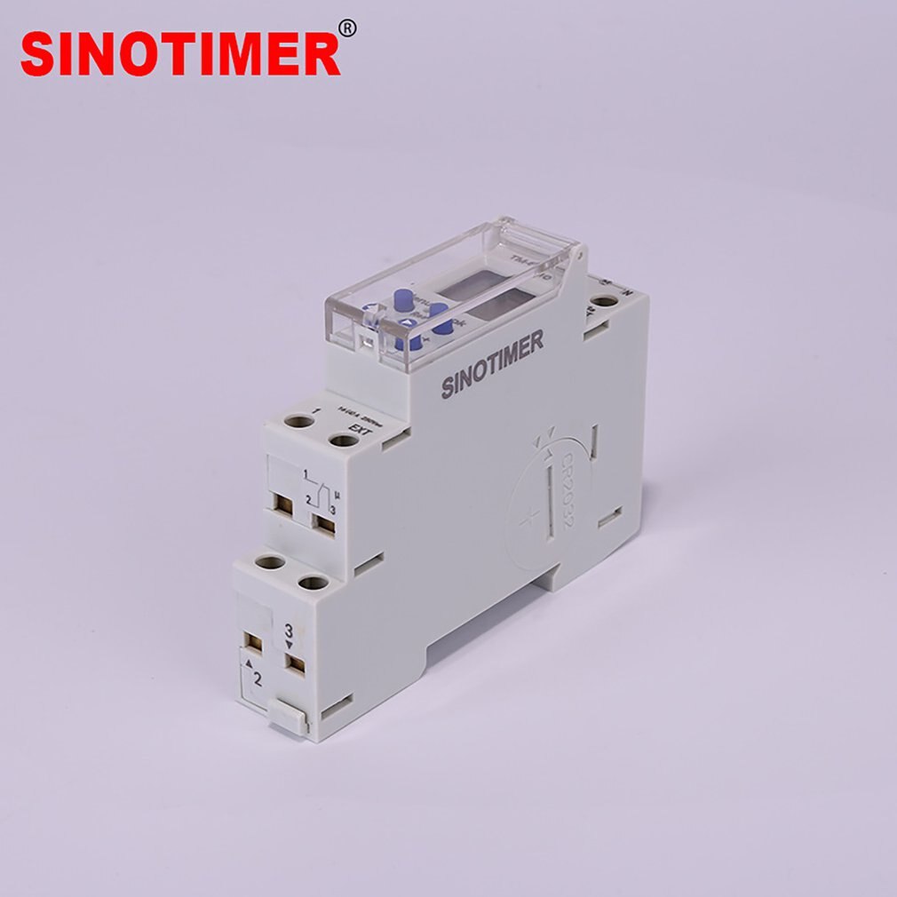 SINOTIMER TM610 Programmable Timer Switch LCD Display 18mm Single Module Din Rail 220V External Trigger Switch