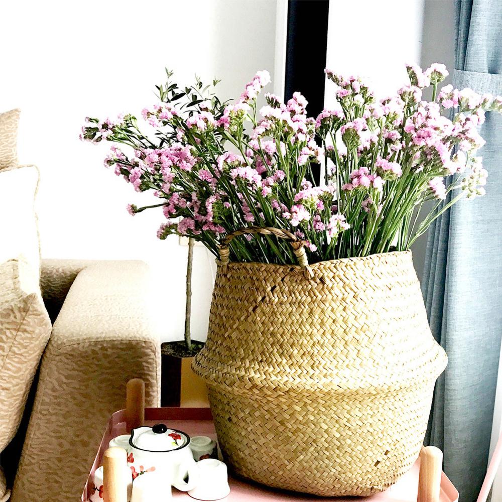 Cesta de mimbre plegable para colgar, maceta de mimbre hecha a mano para plantas, maceta moderna decorativa para el hogar