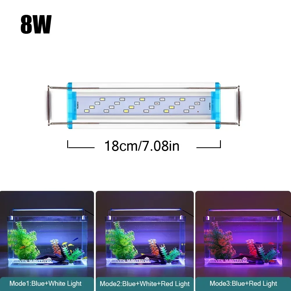 Luces LED súper delgadas para acuario, 18-58CM, 110-240V, planta para pecera, luz de espectro completo, Clips de luz retráctiles, iluminación para acuarios: green / enchufe europeo