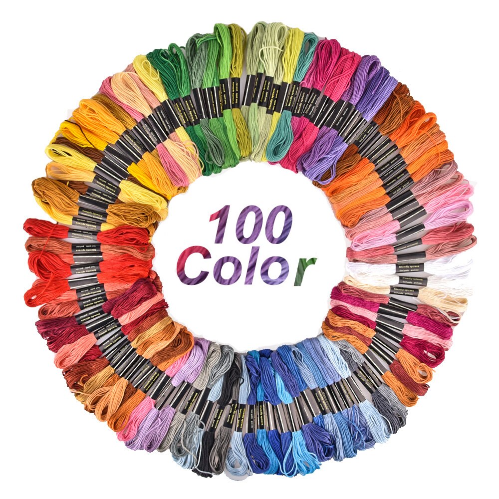Borduurwerk DMC Draad 100 Kleuren Polyester Borduurgaren Kit Katoen Kruis Naald Craft Naaien Floss kit DIY Naaien Gereedschap: 100 Floss