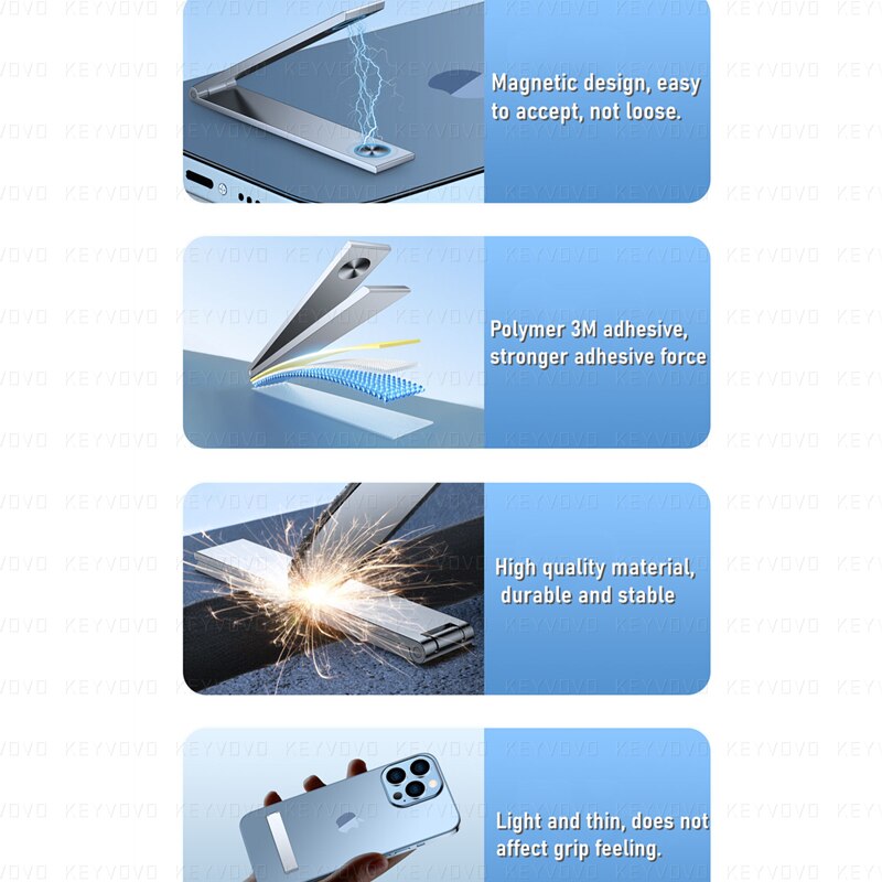 Metal Cell Phone Kickstand Universal Vertical Horizontal Stand Adjustable Mini Folding Desk Mount Holder for iPhone Samsung