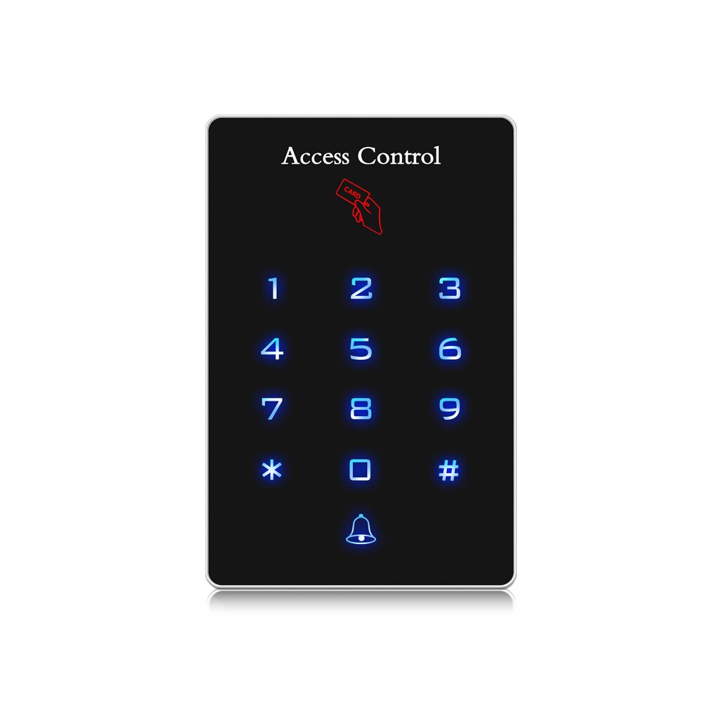 Baggrundsbelysning touch 125 khz rfid-kort adgangskontrol tastaturlæser dørlåsåbner wiegand 26 udgangsdør adgangskontrolsystem