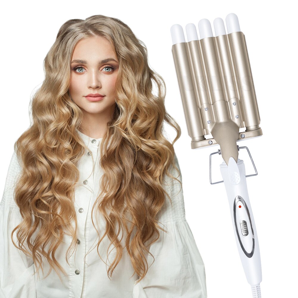 Haar Crimper Elektrische Krultang Keramische Crimpers Wavers Snelle Verwarming 5 Vaten Haar Krultang Professionele Waver Styler