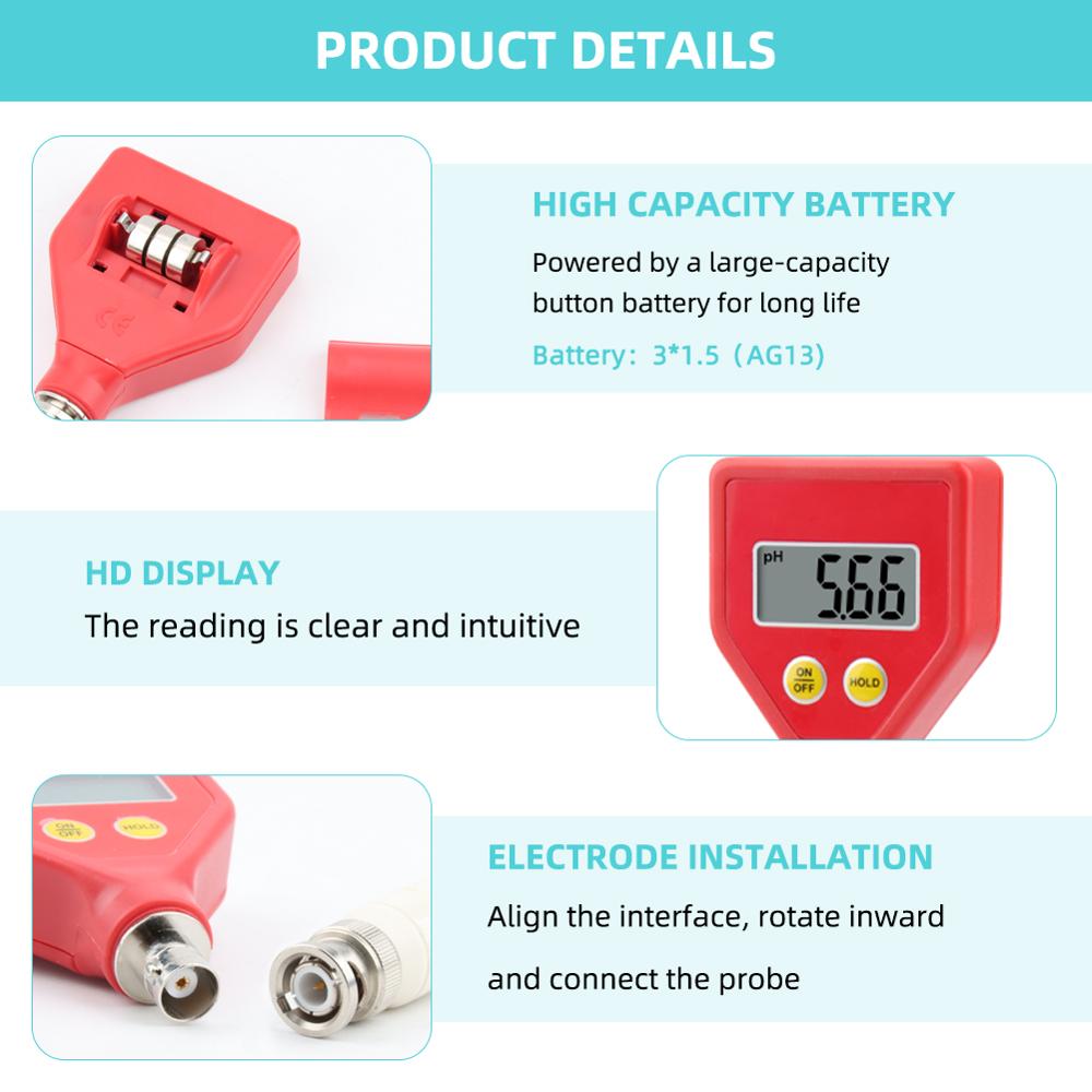 pH-98106 Meter Digital Acidity Meter pH Tester Soil Meter Tester for Plants Flowers Vegetable Acidity Moisture pH Measurement