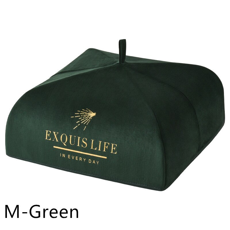 Winter Insulation Meal Cover Food Velvet Cloth Dust Vegetable Cover Folding Table Cover Kitchen Food Covers Umbrella: M-Green