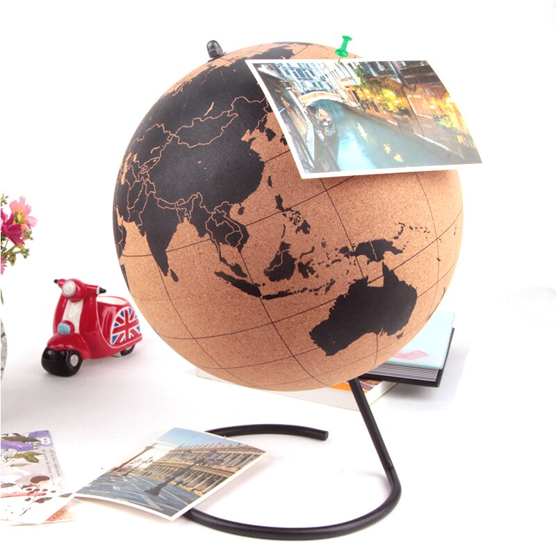 Tellurion-Globo de madera de corcho de tamaño pequeño para decoración de oficina y hogar, mapa del mundo, entrenamiento inflable, mapa de geografía,