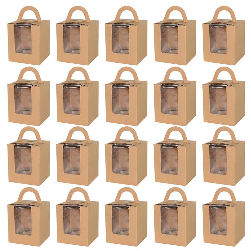 20 st söt mini kex godis låda enkel muffinslåda bärbar fönster cupcake låda mousse lera pudding flaska förpackningsmugg: Kastanjebrunt