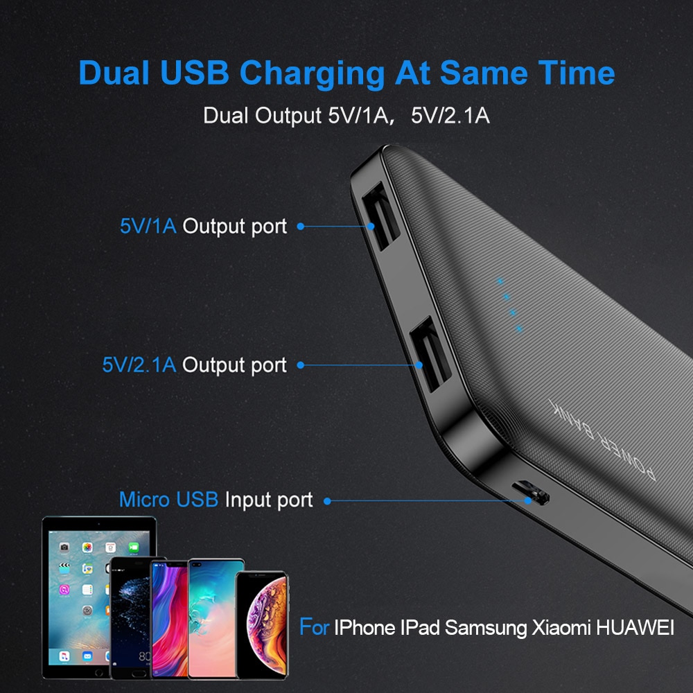 FLOVEME 10000mAh Power Bank Tragbare Ladegerät Handy Digital Display Externe Batterie Pack Dual USB Schnelle Aufladen Power