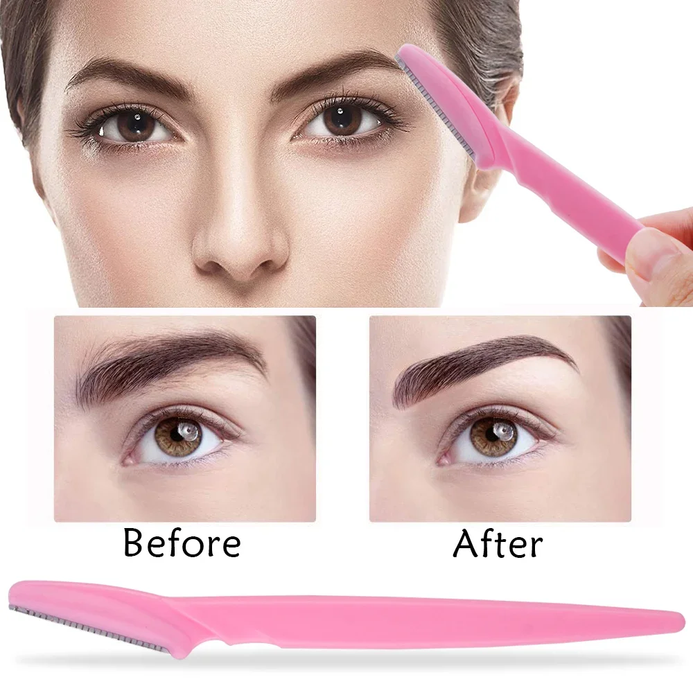Cortadores de depilación para cejas, cuchillo de seguridad, raspador de maquillaje, recortador de cejas, afeitadora facial portátil, 3/10 Uds.