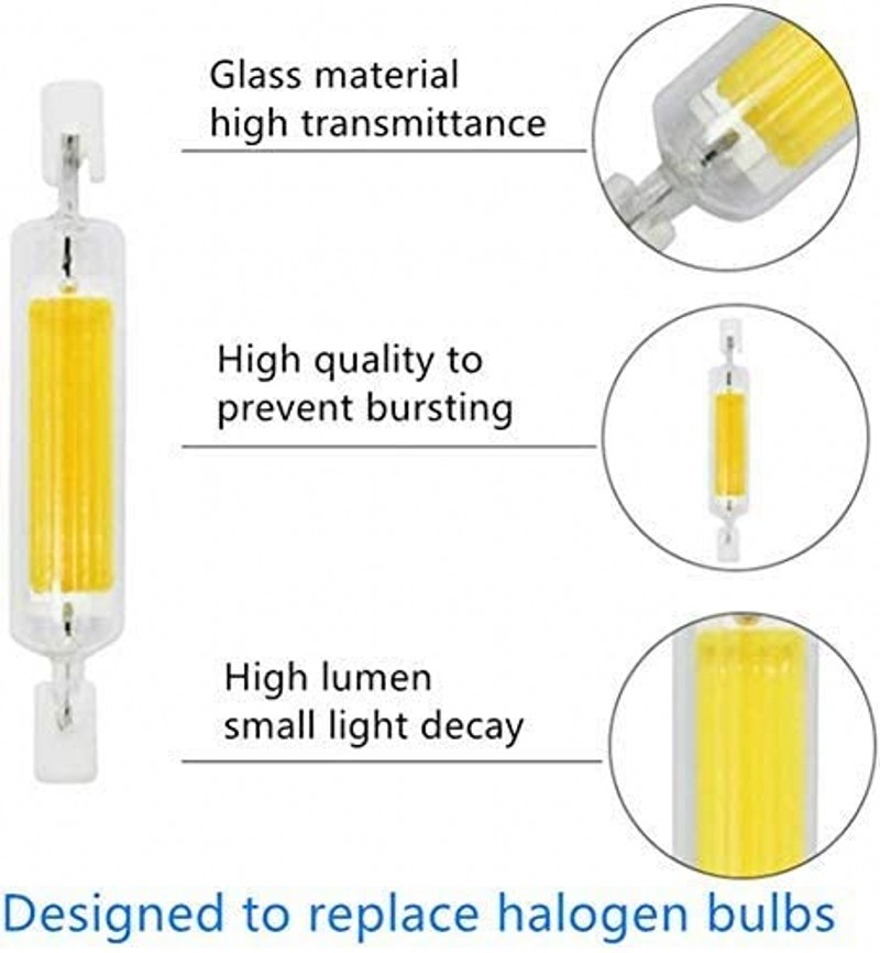 LED R7S Glass Tube COB Bulb 78MM 118MM High Power R7S Corn Lamp J78 J118 Replace Halogen Light 50W 90W AC 110V 220V Lampadas