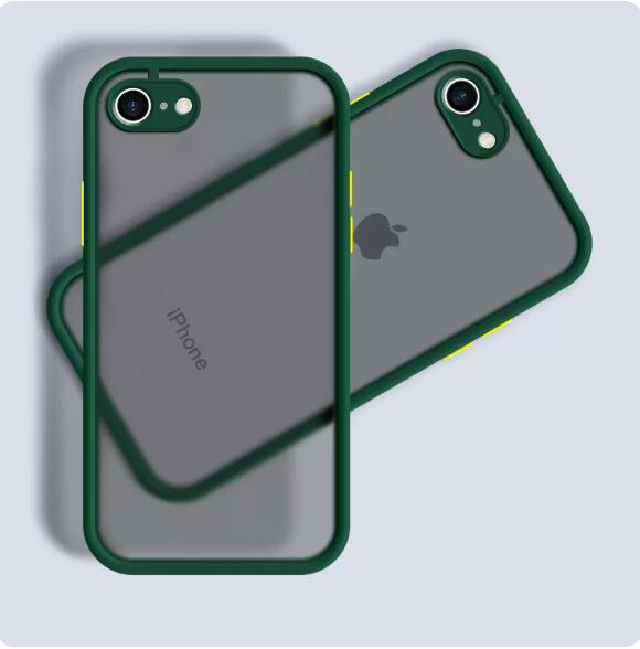 La nueva funda anticaída para iphone SE , funda para iphone 6 6s 7 8 Plus SE2 2022, fundas protectoras de piel de poros finos esmerilados: ABS / Verde militar