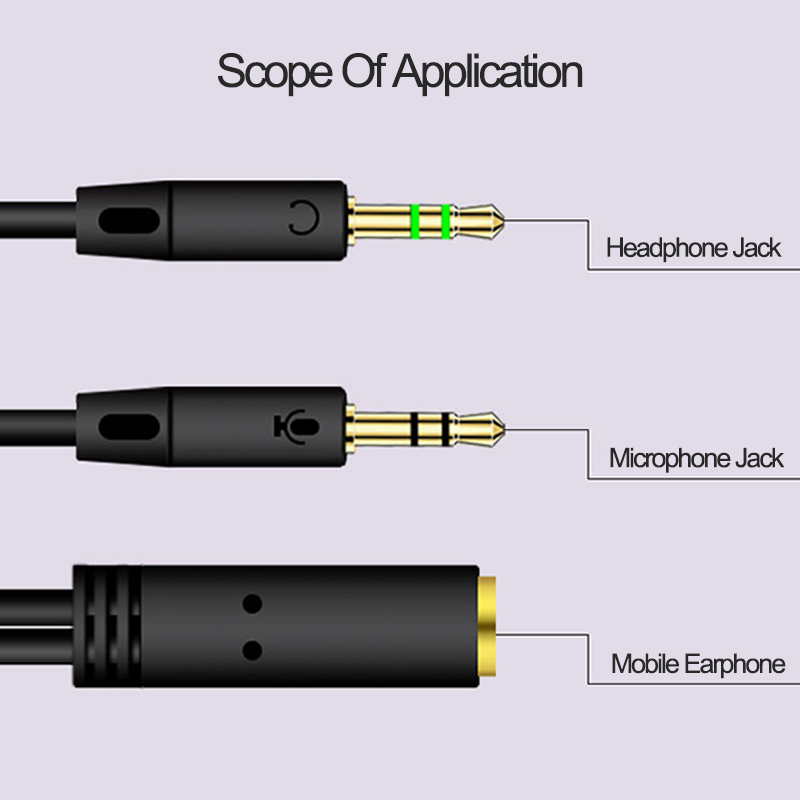 3.5mm Jack Splitter for phone Computer Laptop Adapter Audio Splitter Headphone Adapter Cable Aux Extension Cable Mic Y Splitter