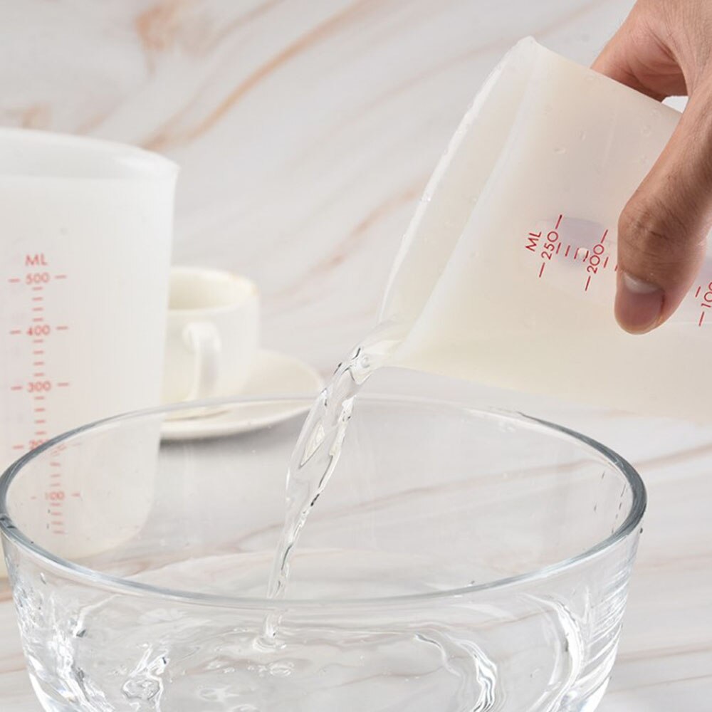 Silicone Measuring Cups Tool Semi Transparent Cup For Kitchen Baking Beaker Liquid Measure Jug Cup Container 250ml 500ml