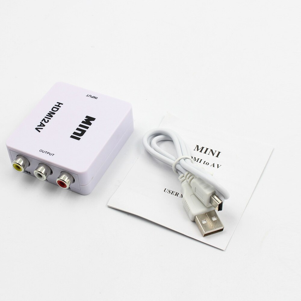 HDMI TO AV Scaler Adapter HD Video Composite Converter Box HDMI to RCA AV/CVSB L/R Video 1080P Mini HDMI2AV Support NTSC PAL