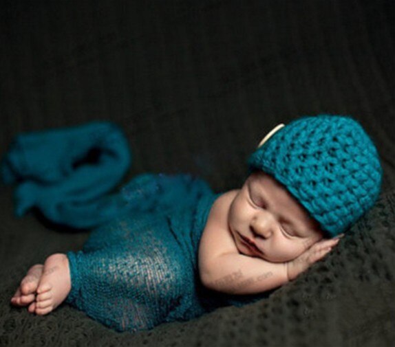 Stretch tricot maille Costume enveloppement -né photographie accessoires outils accessoire bébé enfants enveloppes emmailloter Photo vêtements: green