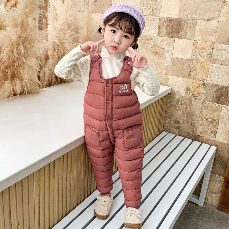 Shriymariy salopette d'hiver en coton pour enfants, pantalon chaud imperméable pour filles, ensemble de vêtements pour enfants, combinaison de neige pour bébé garçon 1-5y: Rose / 4t