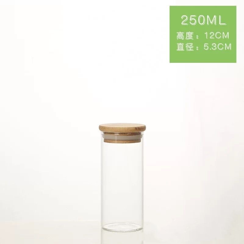 2 stücke Holz Deckel Glas Luftdichten Kanister Küche Lagerung Flaschen Gläser Lebensmittel Container Körner Tee Kaffee Bohnen Körner Candy Gläser: 53x120mm Bamboo cap