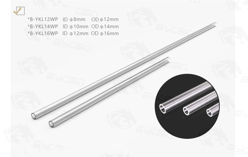 BYKSKI 4PCS/Lot Hard /PMMA / PETG Acrylic Tube Transparent Rigid Pipe ( OD12mm / OD14mm / OD16mm ) + 2mm Thickness + 50cm Length