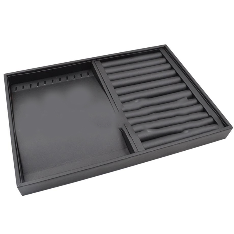 Black Leather Jewelry Display Flat Tray Perfume Accessories Trinket Watch/Earring/Ring Storage Organizer: M / Blue