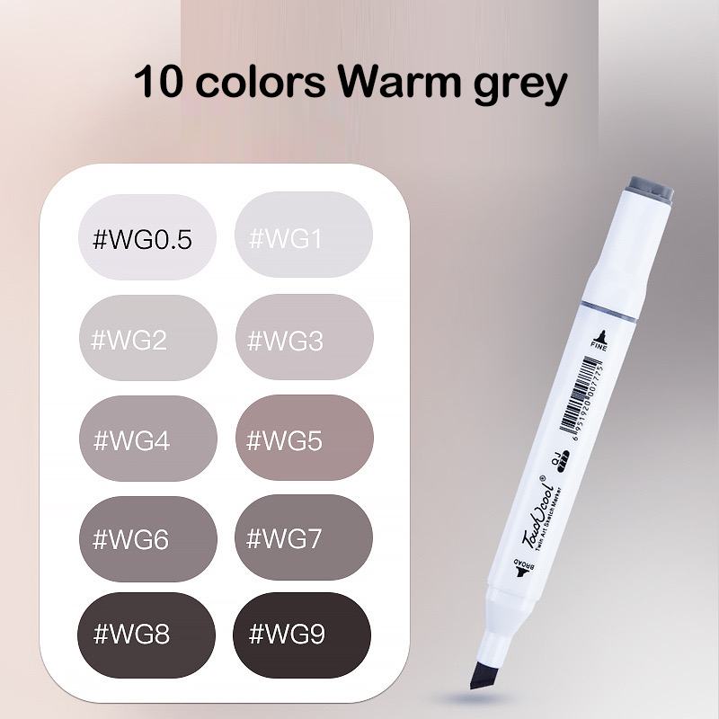 TOUCHNEW-marcador gris frío de 10/30 colores, juego de marcadores grises cálidos, marcador artístico a base de Alcohol de doble punta para dibujar Manga Mark, suministros de arte: Rojo