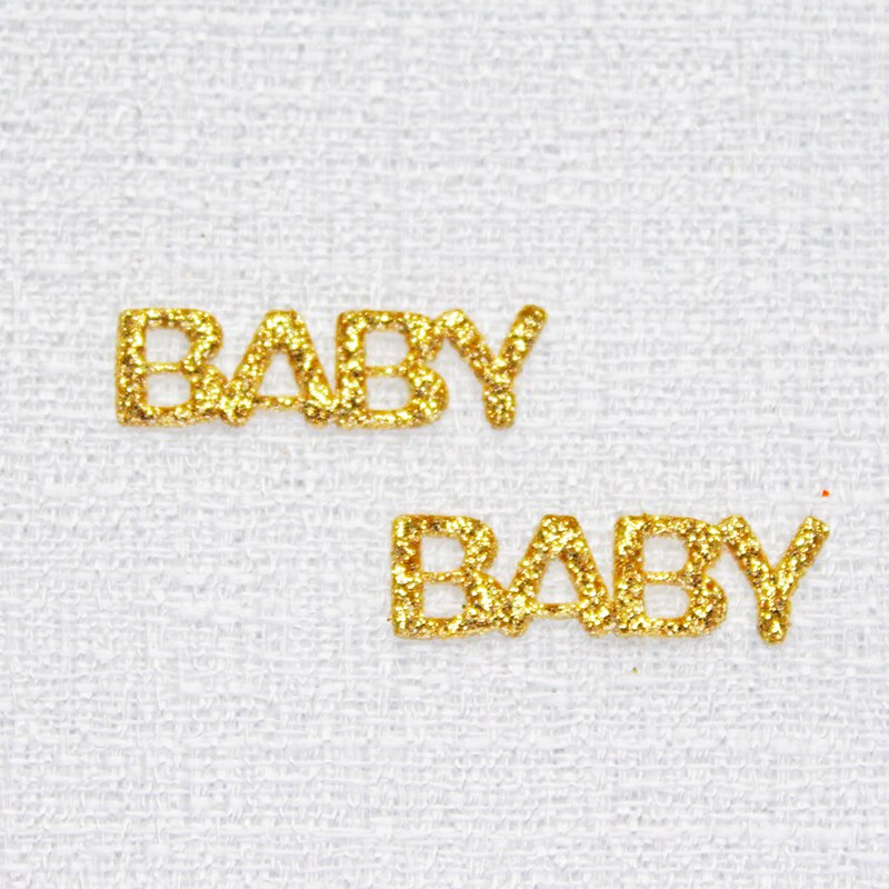 200 pçs glitter couro "bebê" remendos de tecido para vara em artesanato arco de cabelo diy bebê menina crianças acessórios mini apliques para laços: Default Title
