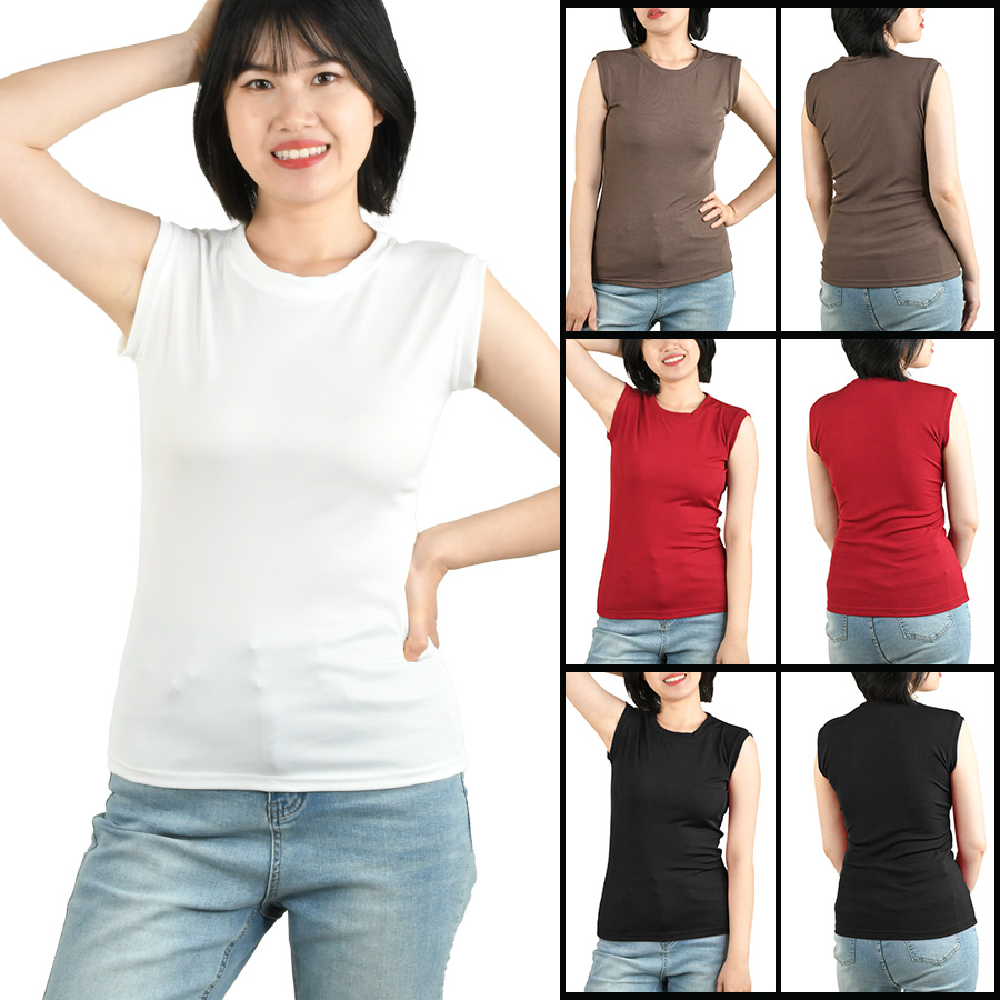 Zwart, wit, rood, kaki, zomerse mouwloze t-shirt voor dames, polyester, coole tanktops, dames camisole, dames t-shirt, vest, ondershirt
