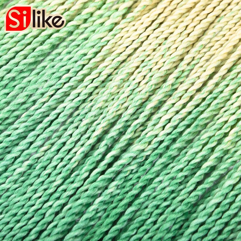 Silike 24 inch Ombre Senegalese Twist Hair Crochet Braids 30 Roots Pre-looped Synthetic Crotchet Braiding Hair for Women