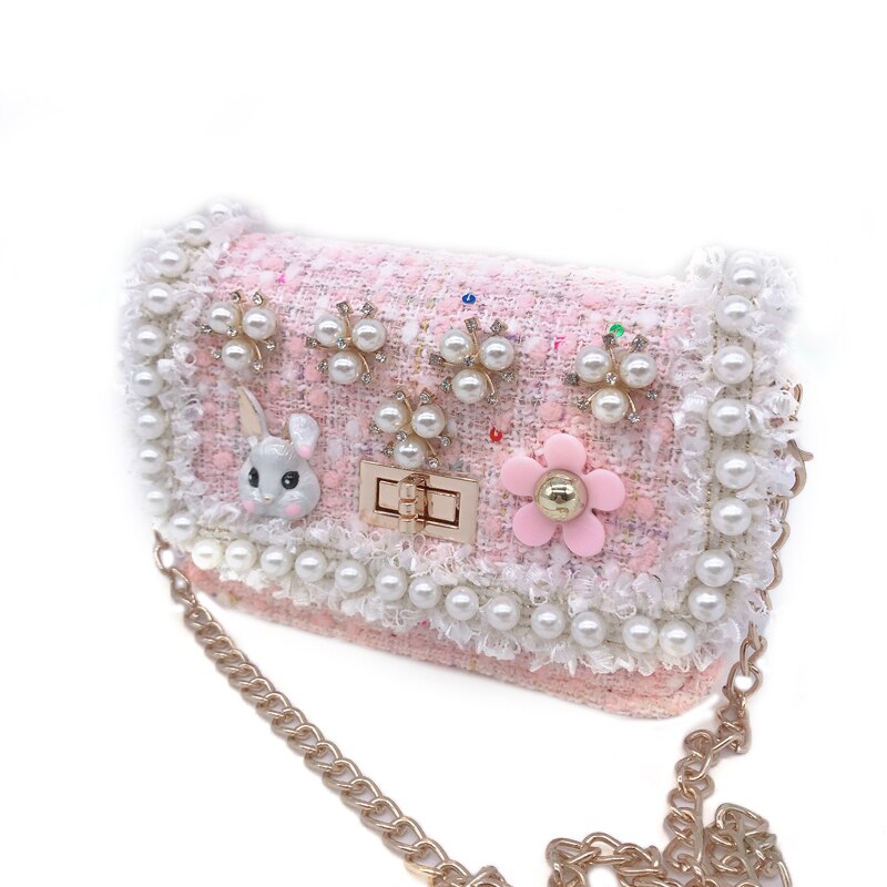 Trend Kleine Damen Mädchen Prinzessin Süße Stil Kinder Baby Messenger Umhängetasche Kette Tasche Schulter Perle Wolle Handtaschen: 1