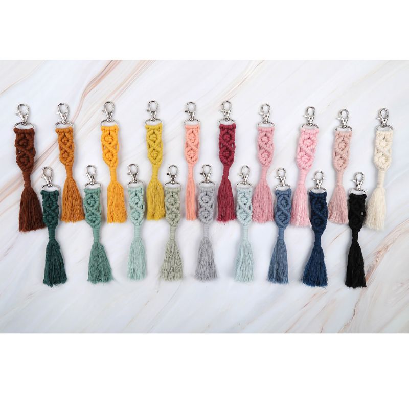 OOTDTY gland porte-clés pour femmes Boho porte-clés porte-clés macramé breloque pour sac voiture suspendus bijoux pour les amis